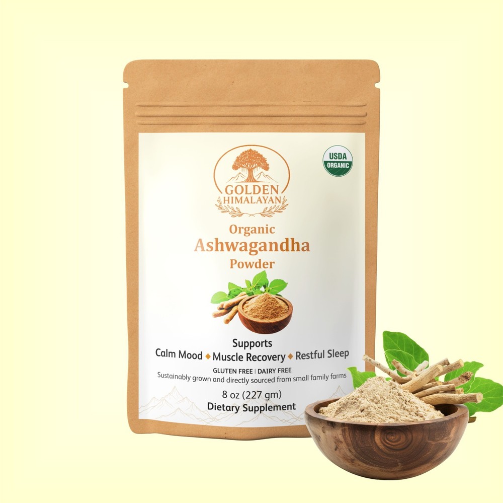 Golden Himalayan Organic Ashwagandha powder 8 oz. Help reduce cortisol level.