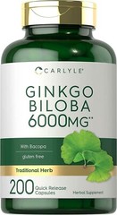 Ginkgo Biloba 6000 Mg Supports Healthy Brain Function Mental Alertness, 200 Caps
