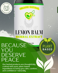 Lemon Balm Extract Non-Alcohol Liquid Herb Drops Organic Natural Aid 2 oz