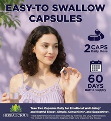HERBALICIOUS GABA L-Theanine with Magnesium, Nervous System Support, 120 Caps