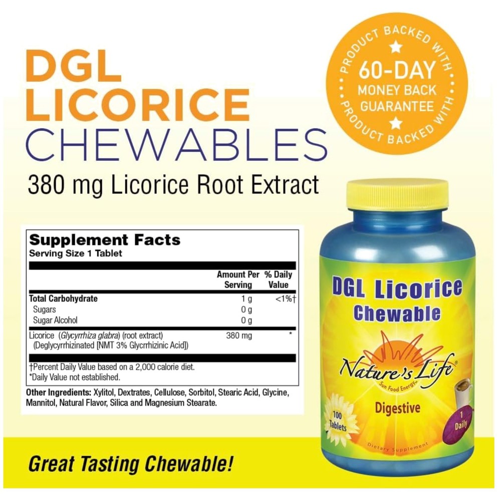 DGL Licorice Chewable Tablets, 380mg, 100ct x2