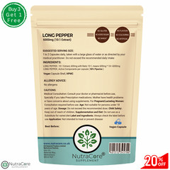 Pippali Capsules (Long Pepper)-6000mg (90% Piperine)-Heartburn & Indigestion