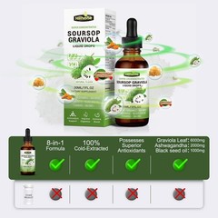 (2 Pack) 8 in 1 Graviola Soursop Leaf Extract Liquid – 1 Fl Oz (Pack of 2)
