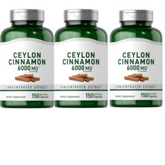 Ceylon Cinnamon 6000mg 3X150 Caps Non-GMO, Gluten Free No Preservatives
