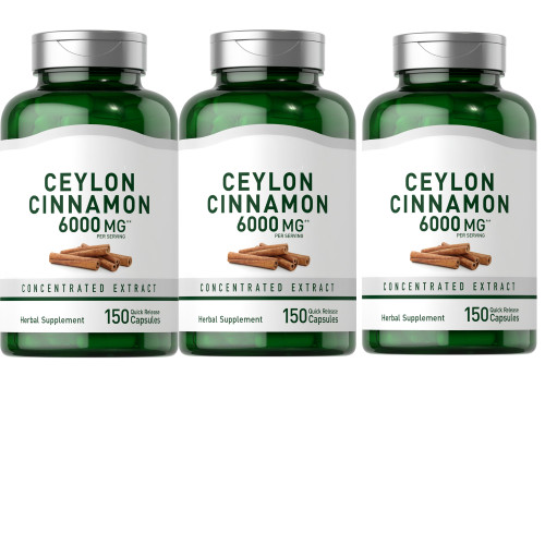 Ceylon Cinnamon 6000mg 3X150 Caps Non-GMO, Gluten Free No Preservatives