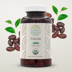 HerbEra Cacao 60/120 Capsules, 500 mg, Organic (Theobroma cacao)