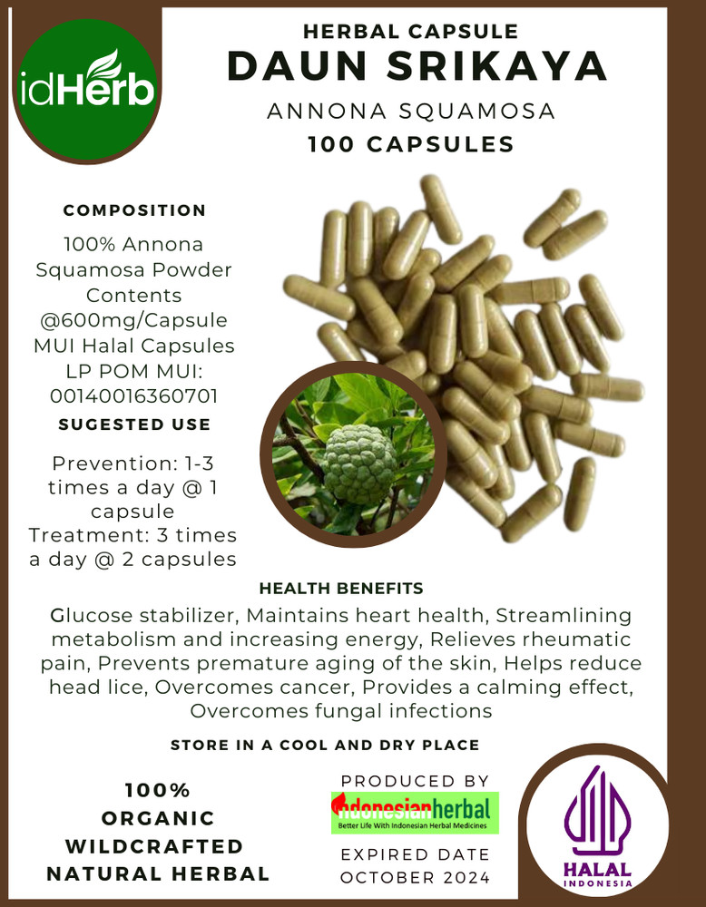 [idHerb] CAPSULES Annona Squamosa D Srikaya Natural Organic Herbal Herbs Fresh