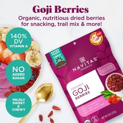 Navitas Organics Goji Berries – For Smoothies, 8 Ounce (Pack of 1), No Color