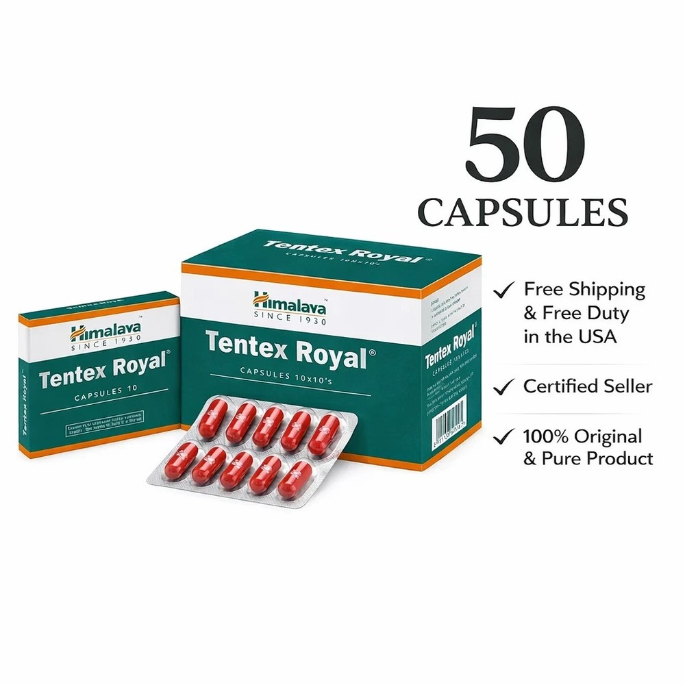 Himalaya Tentex Royal Capsules Ayurvedic Herbal Supplement 50 Caps Free Shipping