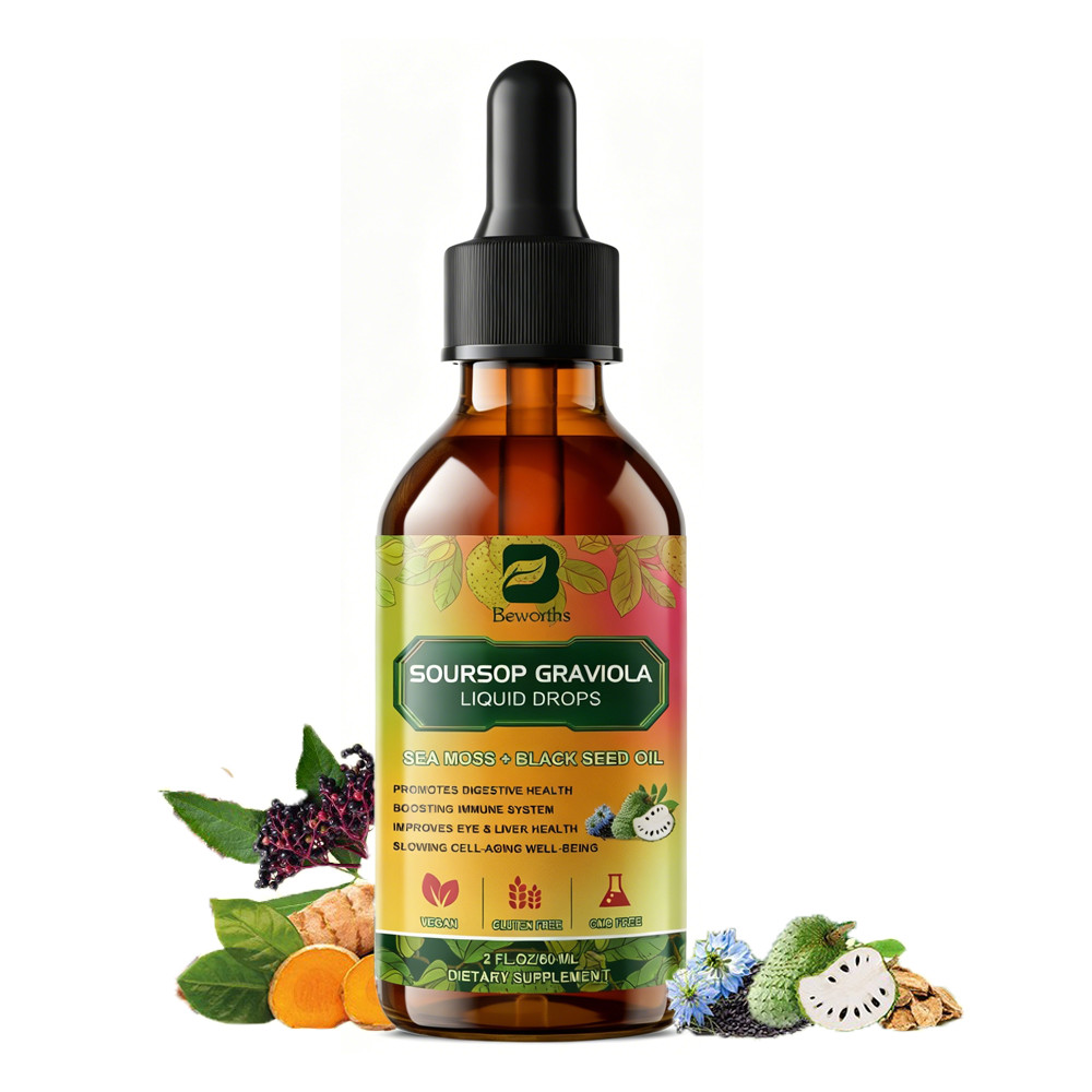 Soursop Graviola Extract with Sea Moss & Black Seed Oil Vegan, Gluten-Free
