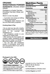 Organic Wheatgrass Powder — Non-GMO, Whole-Leaf, Raw, Non-Irradiated, Pure, Bulk