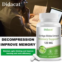Ginkgo Biloba 120 Mg Capsules Support Brain Health Boosts Mental Clarity & Focus