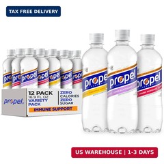 Propel Immune Support with Vitamin C + Zinc, 3 Flavor Variety Pack, 16 Fl Oz (Pa