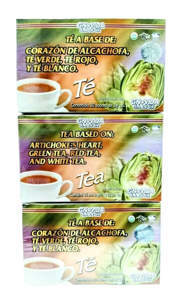 3x TE DE ALCACHOFA GREEN TEA WEIGHT LOSS UNISEX GN+VIDA
