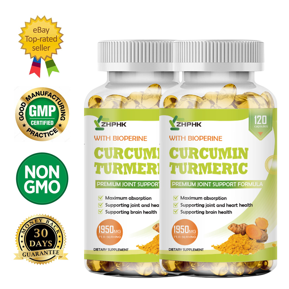 Organic Turmeric Curcumin 1950mg Vegetarian Capsules Anti Inflammatory 240 Pills