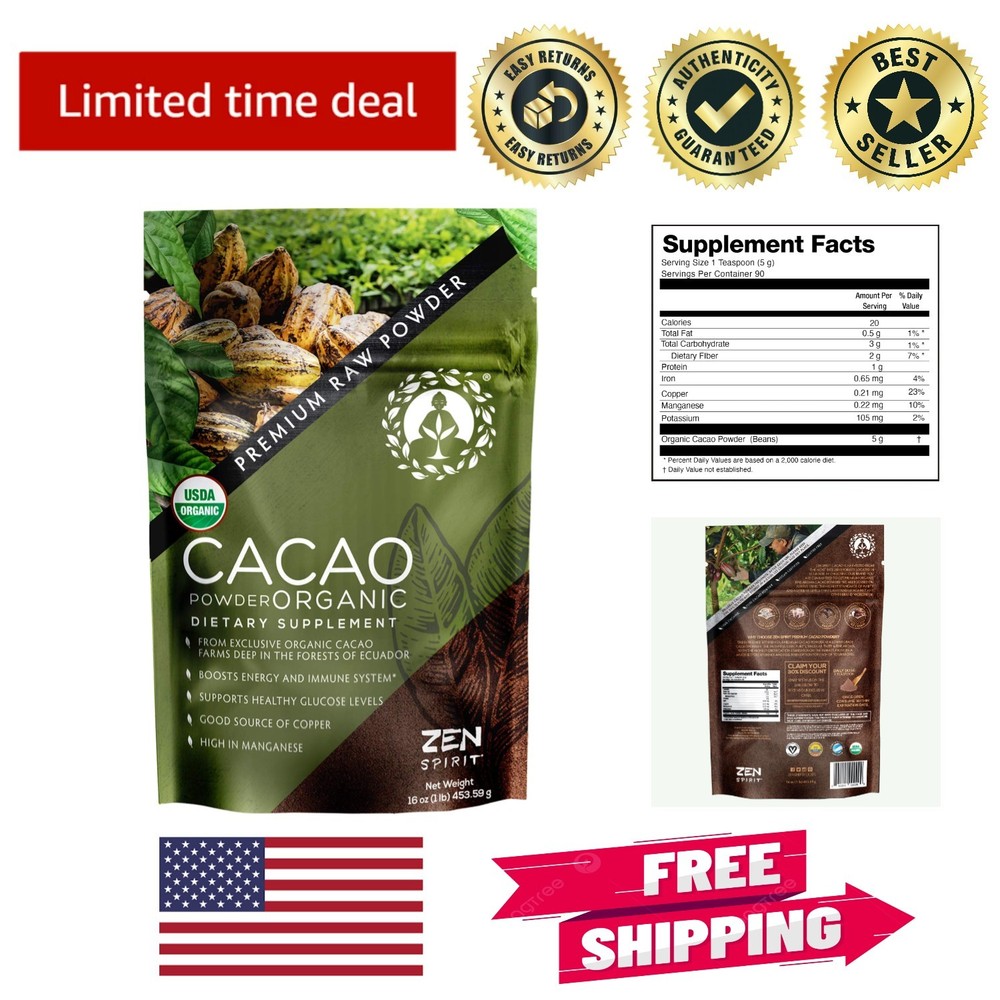 Organic Unsweetened Cacao Powder – 1 LB Superfood for Chocolate Lovers