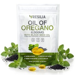 Resilia Softgels with Black Seed Oil 6000mg–Organic Oregano Oil Capsules 60 caps