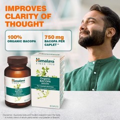 Himalaya Organic Bacopa (Brahmi) Mind Wellness Improve Alertness 60 Caplet