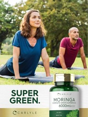 Moringa Oleifera Capsules 6000 mg | 180 Count | Green Superfood | by Carlyle