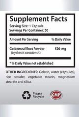 Goldenseal Root Hydrastis 520mg. Immune System Support (3 Bottles)