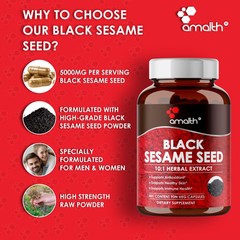 Black Sesame Seed Extract 5000mg Capsules – 90 Count – Supports Healthy Skin