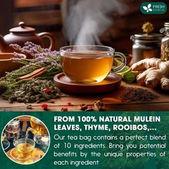 75 Tea Bags – Mullein Leaf, Ginseng, Elderberry, Ginger & Thyme – Lung Cleanse,