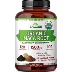 Zazzee USDA Organic Maca Root 10:1 Extract, Red, Black & Yellow Maca, 1500 mg