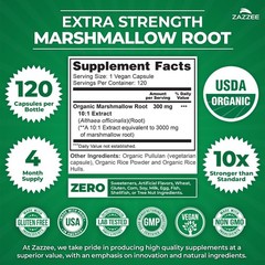 Zazzee USDA Organic Marshmallow Root 10:1 Extract, 120 120 Count (Pack of 1)