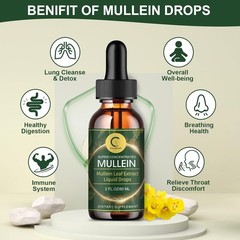 1-6X Mullein Drops Leaf Extract for Immune Support, Detox & Support
