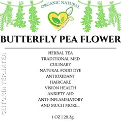 Butterfly Pea Flower Premium Dried Organic Floral Herb Natural Non-GMO 1 OZ Bag