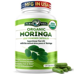 PURA VIDA MORINGA Organic Moringa Capsules, Pure 120 Count (Pack of 1)