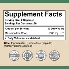 Marshmallow Root 1000mg Capsules Coughs Colds Digestion 30/60/120 Capsules