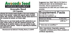 120 Avocado Seed Powder Capsules- Digestion,Blood Sugar,Cholesterol,Gut Bacteria