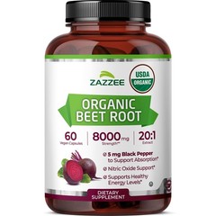 Zazzee USDA Organic Beet Root 20:1 Extract, 60 Vegan 60 Count (Pack of 1)