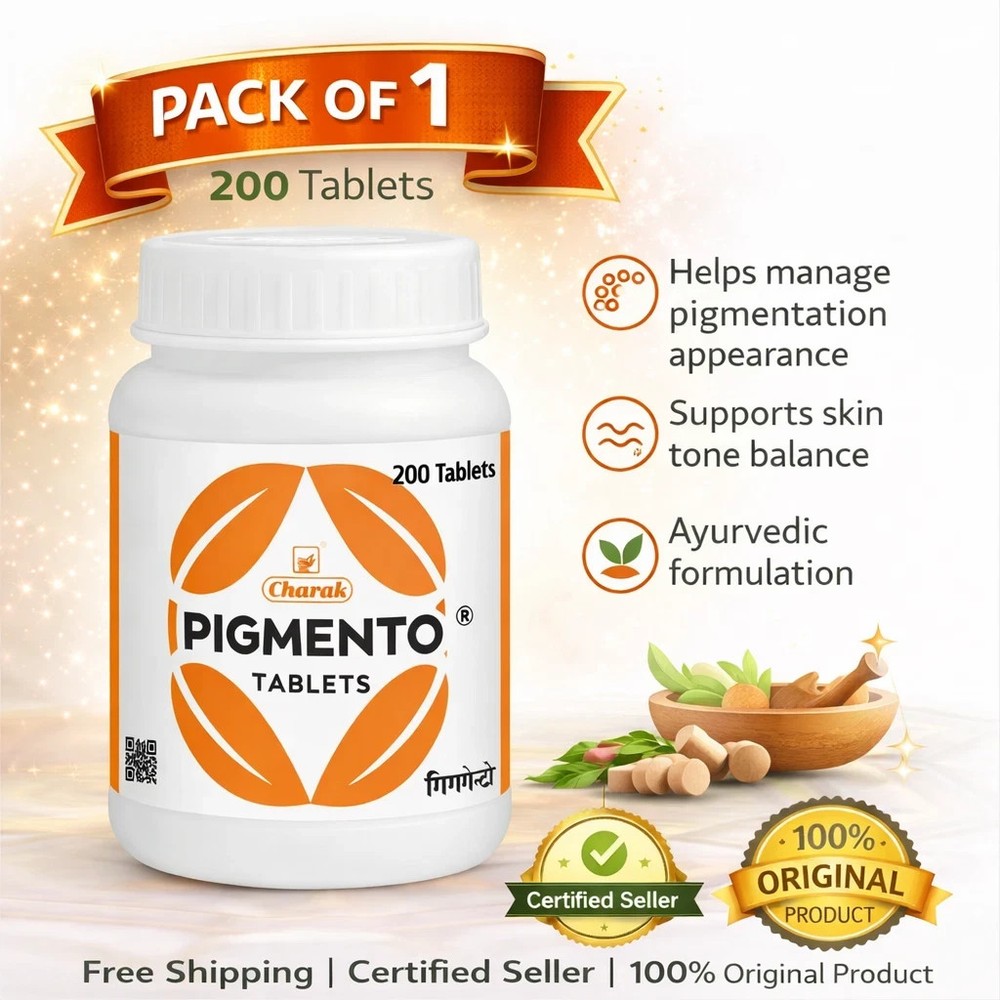 Charak Pigmento Tablet – 200 Tabs Supports natural skin pigmentation pack of 1