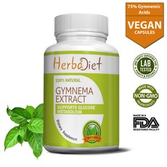 Gymnema Sylvestre 75% Extract 400 mg 120 Capsules Blood Sugar Control Supplement