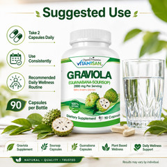 Soursop GRAVIOLA EXTRACT 2000 mg 45days Guanabana Annona Antioxidant 90 capsules