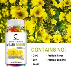 Mullein Leaf Gummies 2000mg For Lung Cleanse Detox Herbal Dietary Supplement