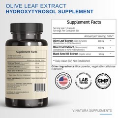 VINATURA Olive Leaf Extract 60 Caps 40% Hydroxytyrosol 50% Oleuropein