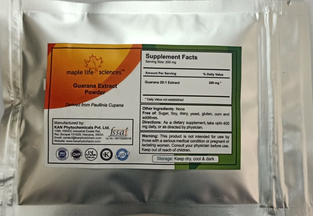 Guarana 20:1 Extract Powder Stimulant Pure & High Quality