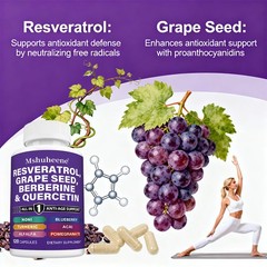 Resveratrol Complex Supplements Anti Aging Mental Focus Energy 30-120 Capsules