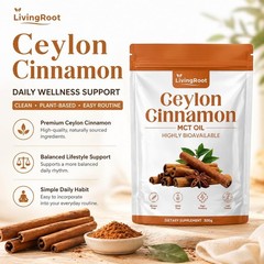 Organic Ceylon Cinnamon Powder with MCT Oil – Gluten Free, Non-GMO, 10.5oz