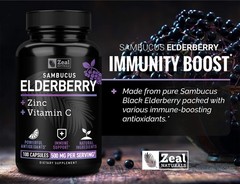 Zeal Naturals Max Strength Elderberry Capsules – 500mg, 100 Count (Pack of 1)