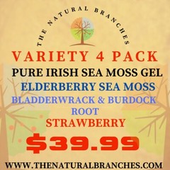 VARIETY 4 PACK-PURE IRISH MOSS, ELDERBERRY, BLADDERWRACK/BURDOCK,STRAWBERRY