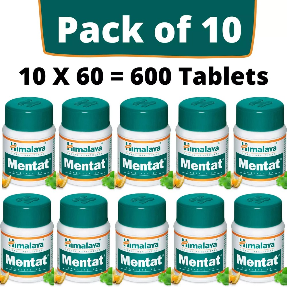 10 X Himalaya Mentat 600 Tabs For Good Memory Health Exp July 2026