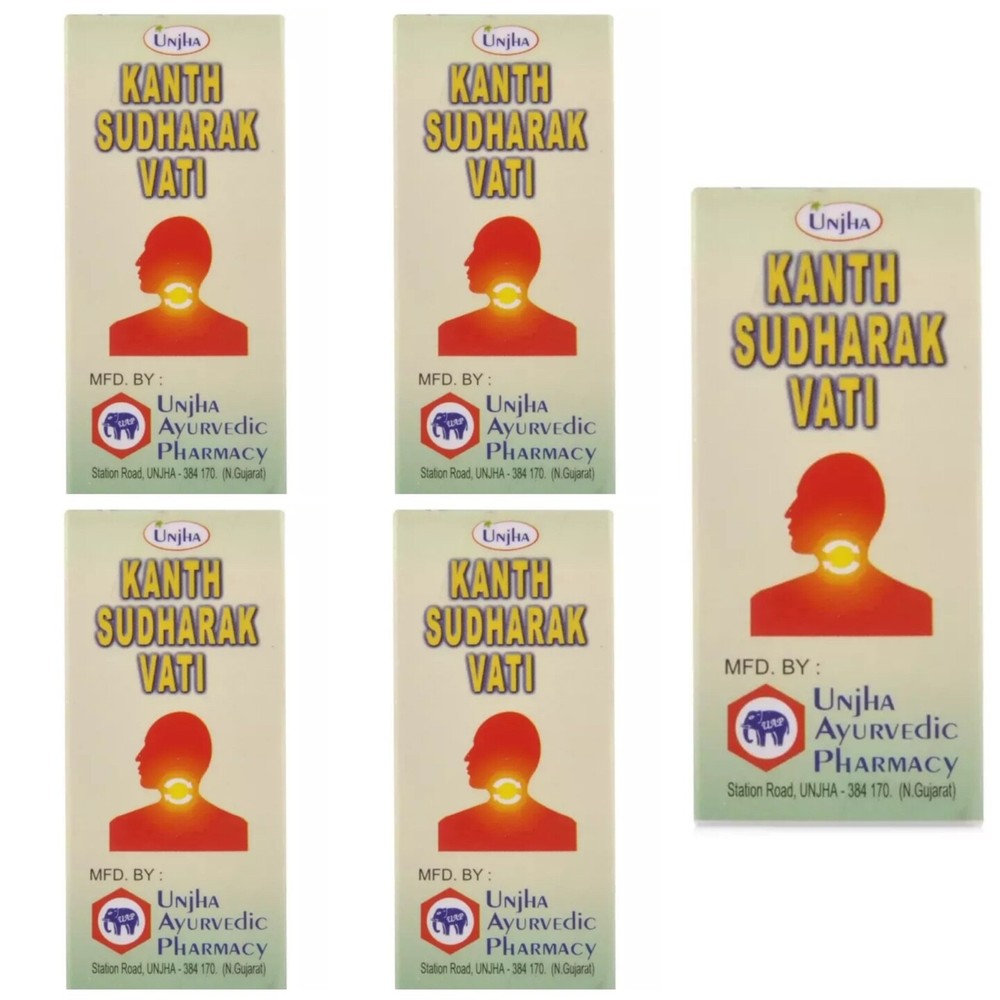 5Packs x Unjha Kanth Sudharak Vati Tablets 10g Effective In Sore Throat, Cough
