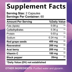Resveratrol 200mg-Cellular Protection Antioxidant,Vibrant&Young Skin,30-120 Caps