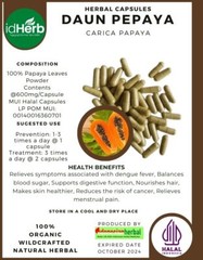 [idHerb] 100-500 CAPSULES daun pepaya Carica papaya Organic WildCrafted R