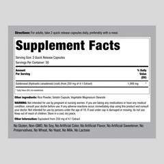 Goldenseal Root Capsules 1000mg | 100 Capsules | Non-GMO | by Piping Rock