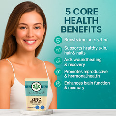 Zinc Complex Capsules-(zinc+ Selenium+ Biotin )-Skin & Hair-100% Natural & Vegan